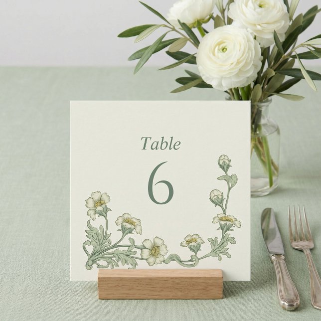 Vintage style Botanical Sage Green Table Numbers (Vintage style Botanical Sage Green Table Numbers)