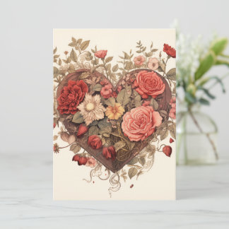 Vintage Style Botanical Valentine Holiday Card