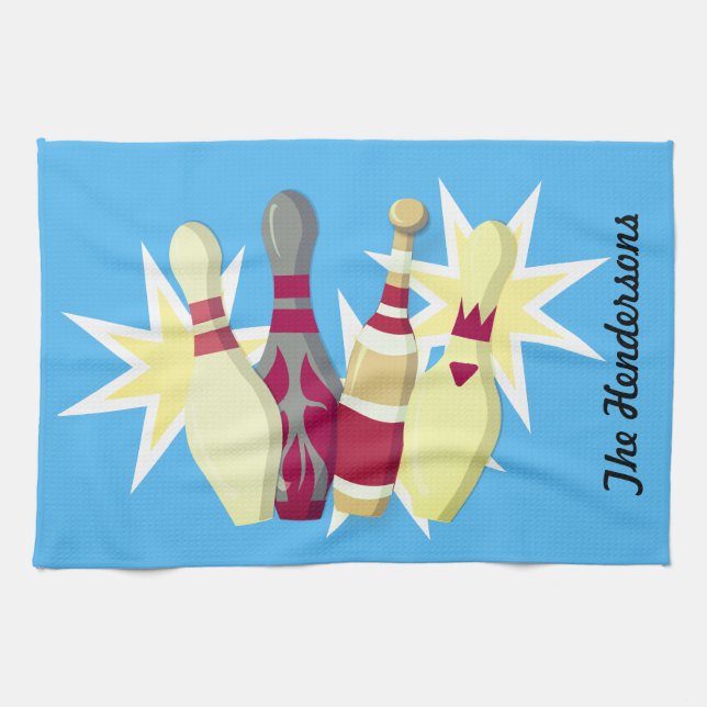 Vintage-style Bowling Tea Towel (Horizontal)