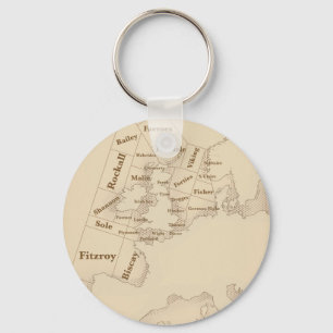 Vintage style British Isles Shipping Forecast Key Ring
