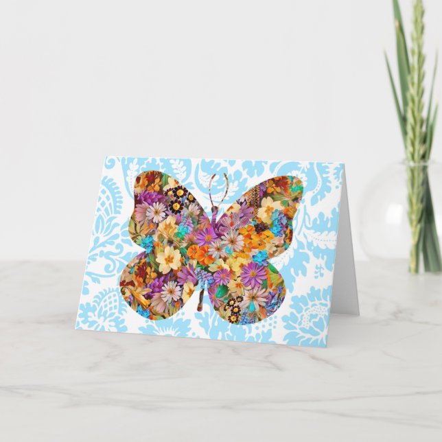 Vintage Style Butterfly Art Note Card (Front)
