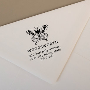 Vintage Style Butterfly Classic Return Address Rubber Stamp