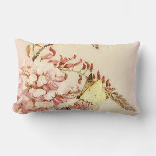 Vintage Style Butterfly Flowers Pillow