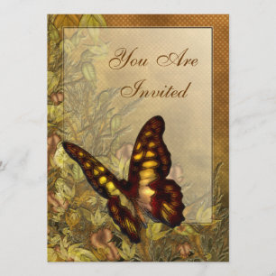 Vintage Style Butterfly Illustration Invitations