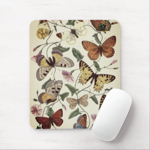 Vintage Style Butterfly & Moth Painting Mouse Pad