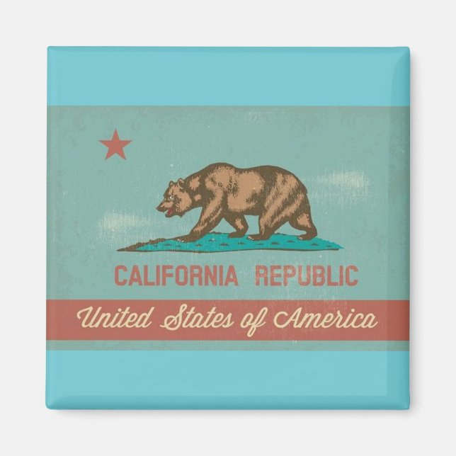 Vintage Style California Flag Magnet (Front)