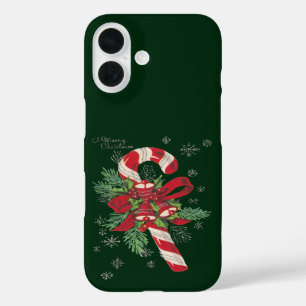 Vintage-Style Cane-Shaped Sugar-Stick Merry-Christ iPhone 16 Case