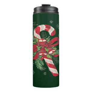 Vintage-Style Cane-Shaped Sugar-Stick Merry-Christ Thermal Tumbler