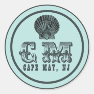 Vintage Style Cape May NJ Beach Tag Stickers