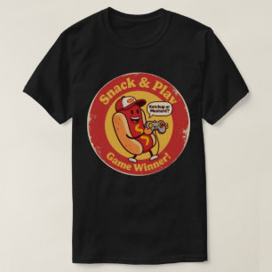 Vintage Style Cartoon Hot Dog with Controller  T-Shirt