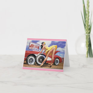 Vintage-Style "Changing a Flat Tire" Note Card