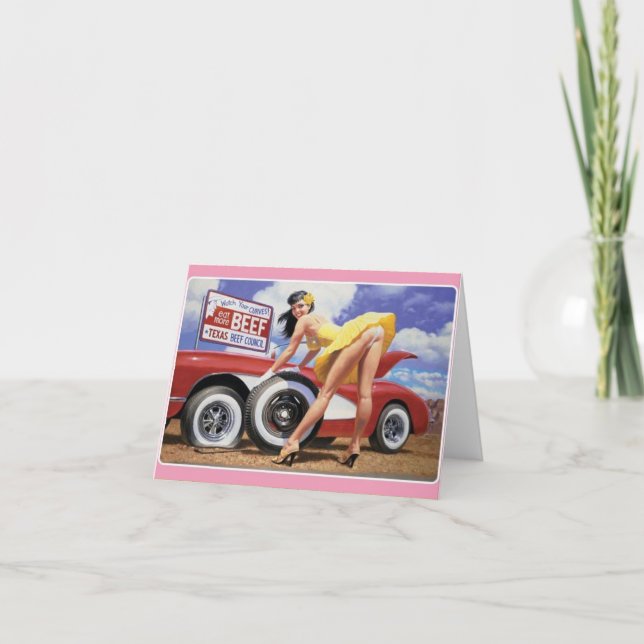 Vintage-Style "Changing a Flat Tire" Note Card (Front)