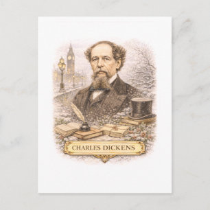Vintage-Style Charles Dickens Writer Postcard