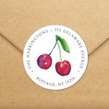 Vintage Style Cherries Hand-Drawn Return Address 