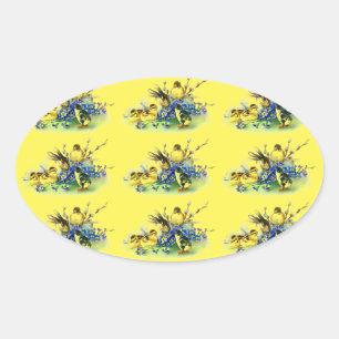 Vintage Style Chicks & Bunny Easter Stickers