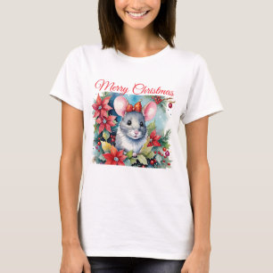 Vintage Style Christmas Baby Girl Mouse T-Shirt