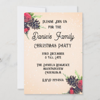 Vintage Style Christmas Christmas Party Invitation