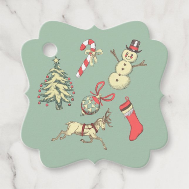 Vintage Style Christmas Favour Tags (Front)