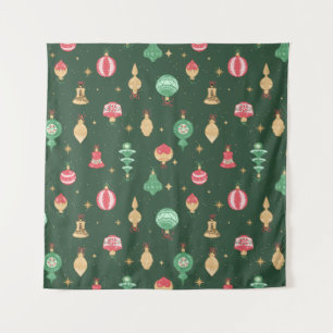 Vintage Style Christmas Ornament Pattern - Green Tapestry
