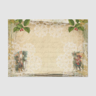 Vintage Style Christmas Santa, Child and Writing Tissue Paper