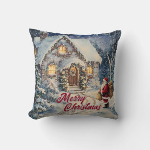 Vintage Style Christmas Santa Claus at Home Cushion