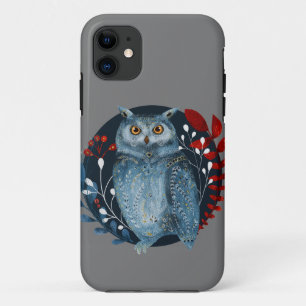 Vintage style Christmas scandinavian owl iPhone 11 Case
