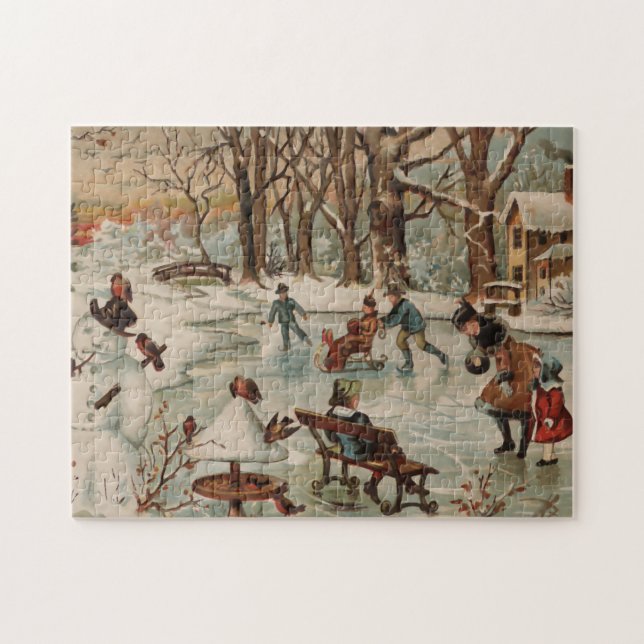 Vintage style Christmas scene Jigsaw Puzzle (Horizontal)