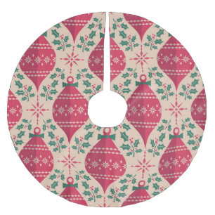 Vintage Style Christmas Seamless Pattern Brushed Polyester Tree Skirt