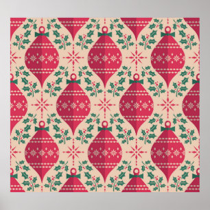 Vintage Style Christmas Seamless Pattern Poster