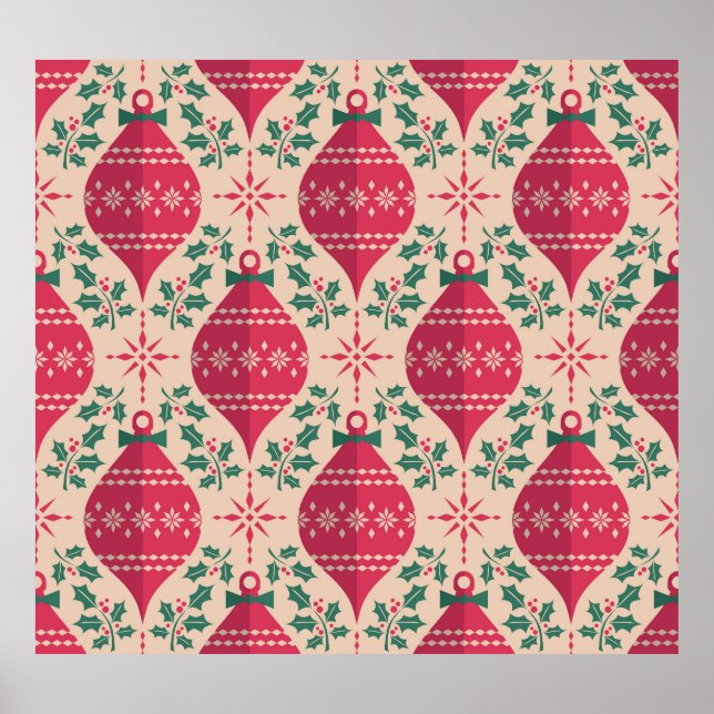 Vintage Style Christmas Seamless Pattern Poster (Front)