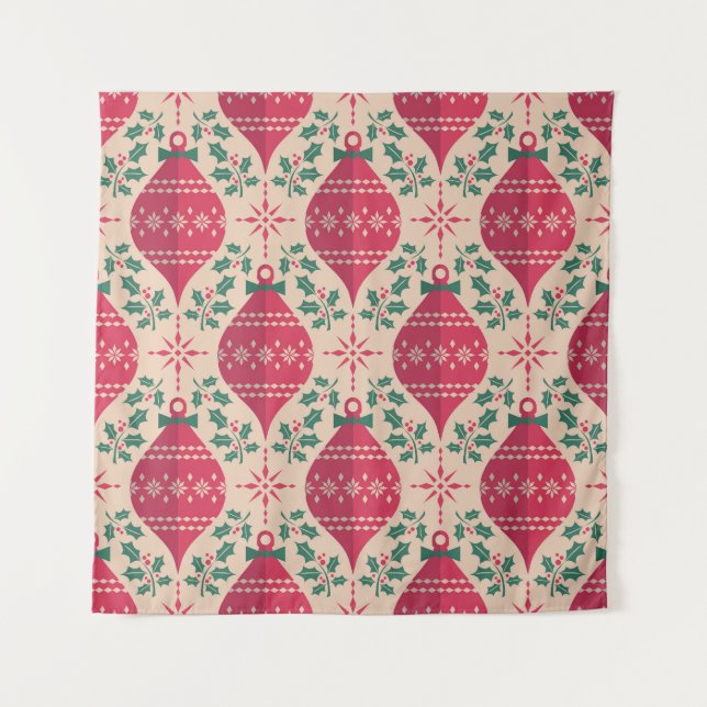 Vintage Style Christmas Seamless Pattern Tapestry (Front)