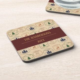 Vintage Style Christmas Stamp Coaster