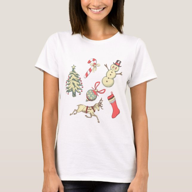 Vintage Style Christmas T-Shirt (Front)