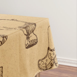 vintage style christmas toys hand drawn tablecloth