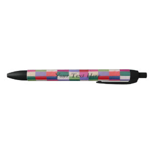 vintage style colourful knitted patchwork design black ink pen