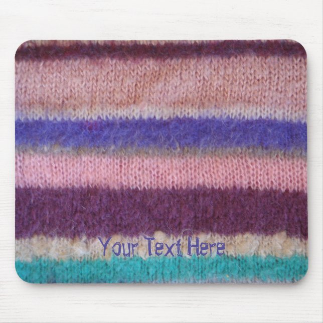 vintage style colourful knitted stripes fun mouse pad (Front)