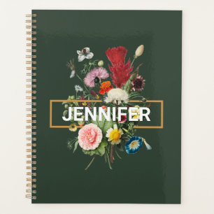 Vintage style colourful wildflowers bouquet planner