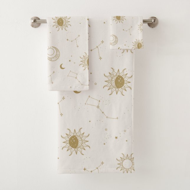 Vintage Style Constellation Pattern Bath Towel Set (Insitu)