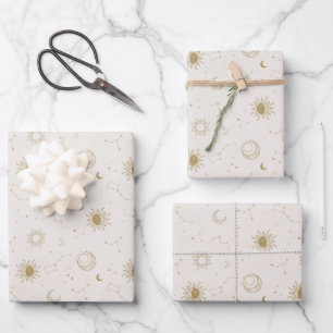 Vintage Style Constellation Pattern Wrapping Paper Sheet