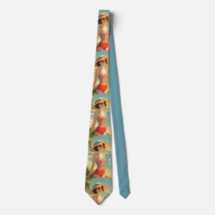 Vintage Style Cote D'Azur Beach Girl Tie