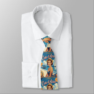 Vintage Style Cote D'Azur Beach Girl Tie