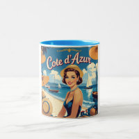 Vintage Style Cote D'Azur Beach Girl