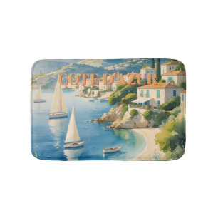 Vintage Style Cote D'Azur French Travel Bath Mat