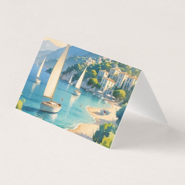 Vintage Style Cote D'Azur French Travel Card (Front)