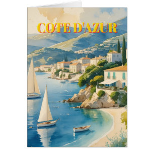 Vintage Style Cote D'Azur French Travel Card