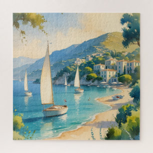 Vintage Style Cote D'Azur French Travel Jigsaw Puzzle