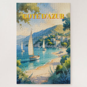 Vintage Style Cote D'Azur French Travel Jigsaw Puzzle