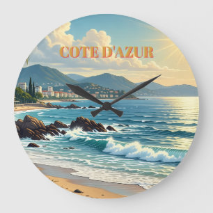 Vintage Style Cote D'Azur French Travel Large Clock