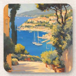 Vintage Style Cote D'Azur French Travel Painting Coaster