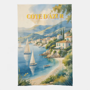 Vintage Style Cote D'Azur French Travel  Tea Towel